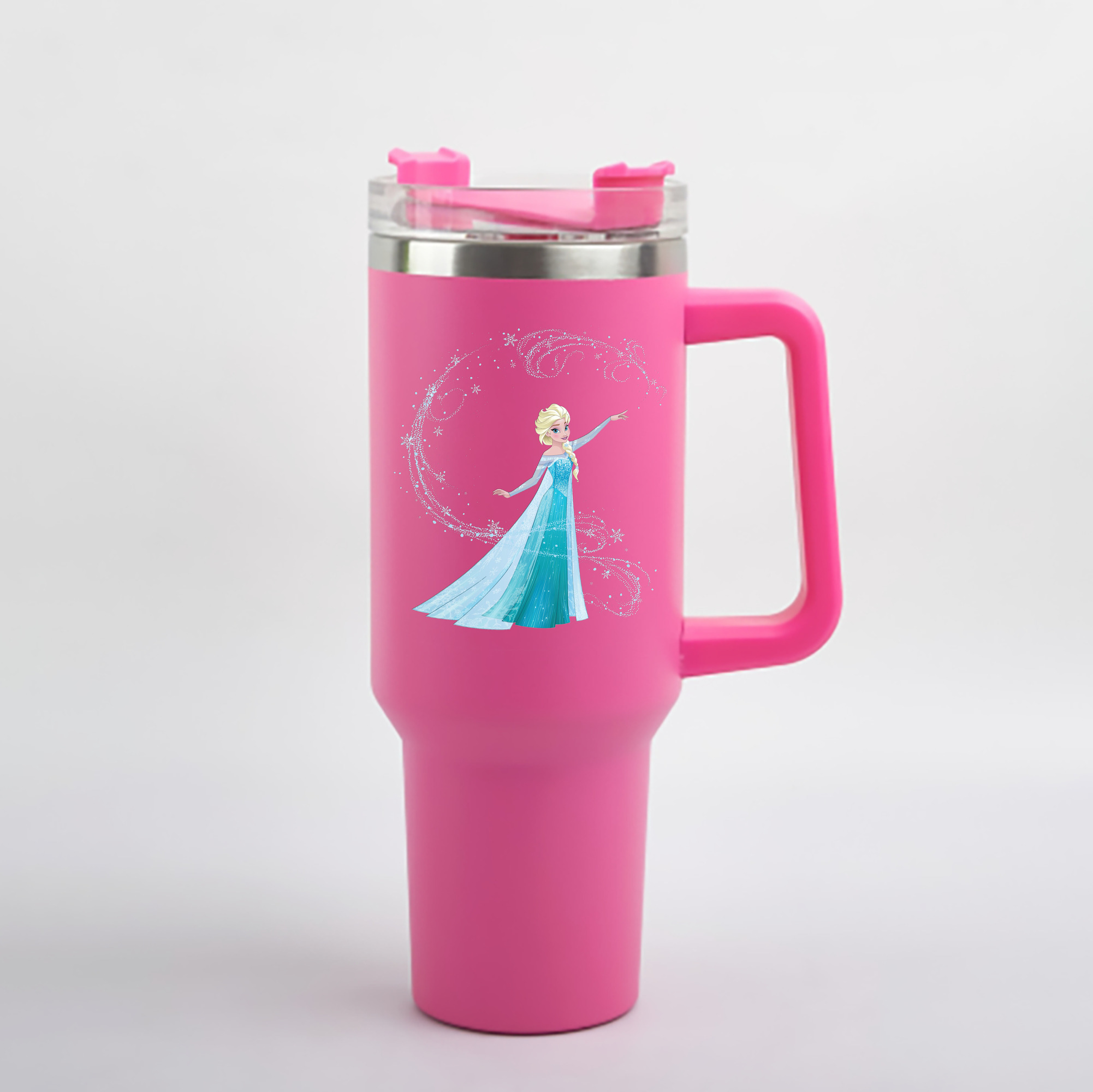 （画像用） アナと雪の女王 アンナ エルサ Frozen Anna Elsa 1200mL車用タンブラー - クリスタルステッカー（プラスチックストロー付き）
